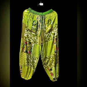 Green #5 NWT 100% rayon patchwork jogger bottom pants